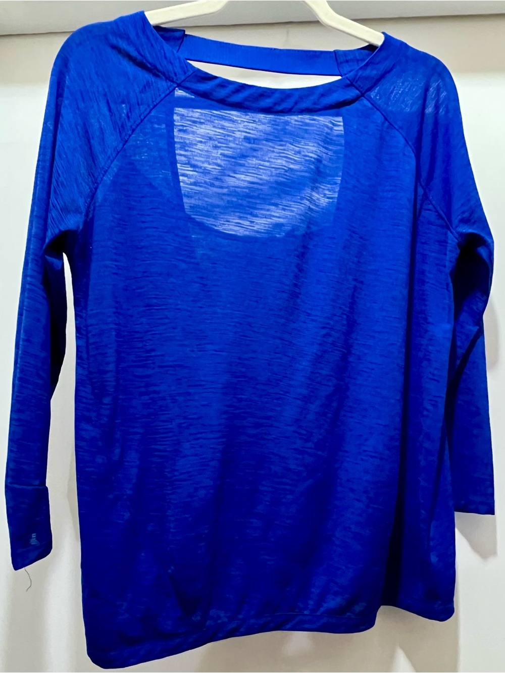 Athleta Women's Royal Blue Long Sleeve (3/4 sleeve) Top with Cute Back Cutout